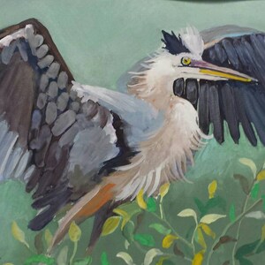 Heron Flying Original Watercolor Painting
