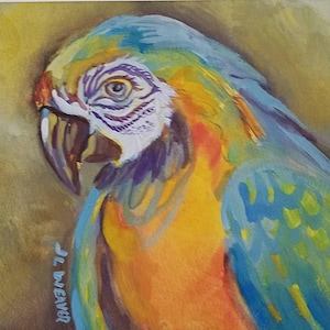 Parrot Portrait Original Watercolor Painting