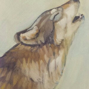 Howling Wolf Original Watercolor Painting