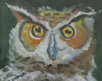 Owl Eyes Original Watercolor Painting