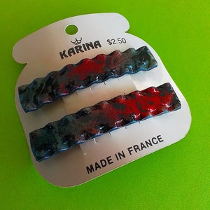 2 lames de barrette à cheveux vintage des années 1960 effet lave ondulée, 65 x 13 mm (2 5/8 x 1/2 pouces) Karina marque départ stock accessoires pour femmes