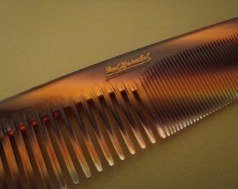 Vintage Designer Hair Comb unused 1960s Faux Tortoise Shell by Paul Marachal brown copper highlights 7 x 1 3/8 inches (175x35mm)