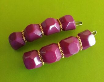 Alexandre de Paris 1980’s French Barrette in Pinkish Purple Gold, Made in Paris Alexandre De Paris 1980 main image 4