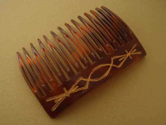 Vintage French Hair Comb Stylish Faux Tortoise Sh… - image 1