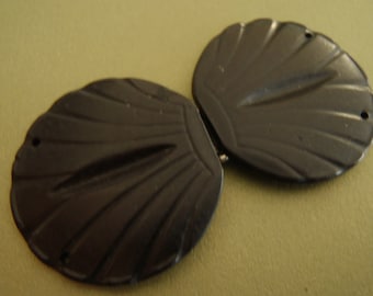 Boucle de ceinture vintage Art déco pour femme, noire, en 2 parties, 63 mm (1/2 po.) à coudre sur des loquets en plastique inoxydable