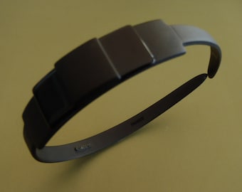 Vintage Designer French Hair Band flat black head band signed BL unused approx 14x3/4 inch (35.5x18mm) ex shop stock