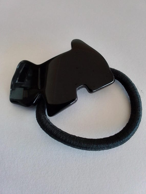 New Vintage Black Scottie Dog French Ponytail Holder by Agatha Paris, Unworn Vintage Black Scottie Dog French Ponytail Holder Hair  main image 3