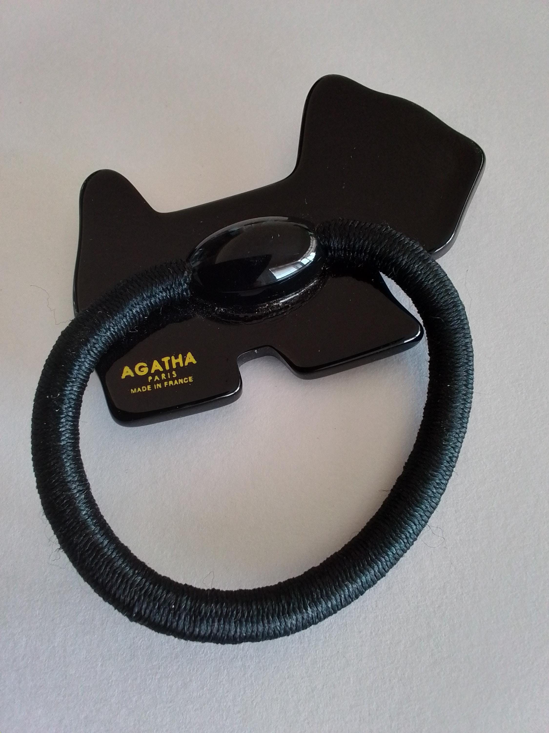 New Vintage Black Scottie Dog French Ponytail Holder by Agatha Paris, Unworn Vintage Black Scottie Dog French Ponytail Holder Hair  main image 2
