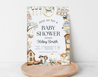 Invitación para baby shower con temática de rimas infantiles – Tema de baby shower con rimas infantiles - Invitación para baby shower con rimas infantiles - Invitación para baby shower con rimas infantiles