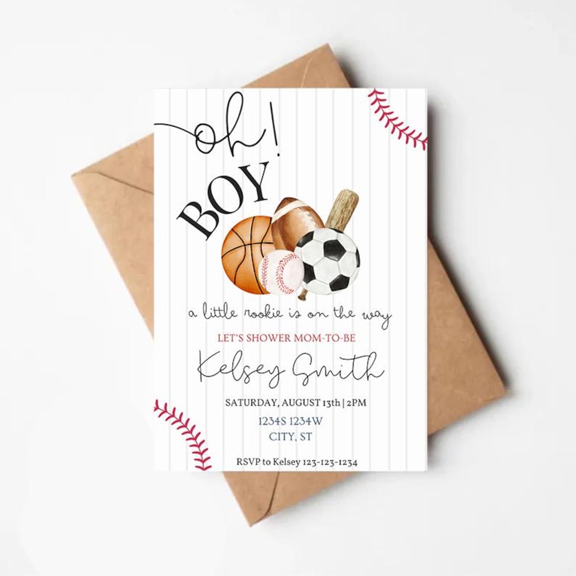 Sports Baby Shower Invite | Sports Baby Shower Invitation | It's a Boy ...