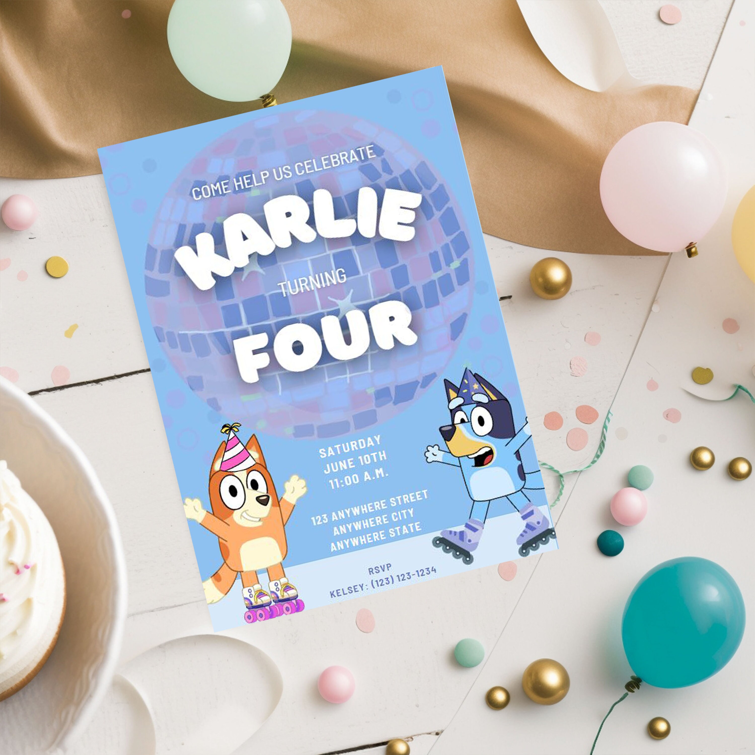 Bluey Roller Blade Party Invite Bluey Roller Skate Party Invitation Bluey Birthday Invite Editable Birthday Invite