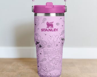 Vaso Disney Stanley personalizado para niños - Vaso Disney grabado con láser - Vaso Disneyland personalizado - Vaso Disney Stanley para niños