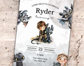 How to train your dragon birthday invite - How to train your dragon party invite - How to train your dragon party invitation - Dragon invite