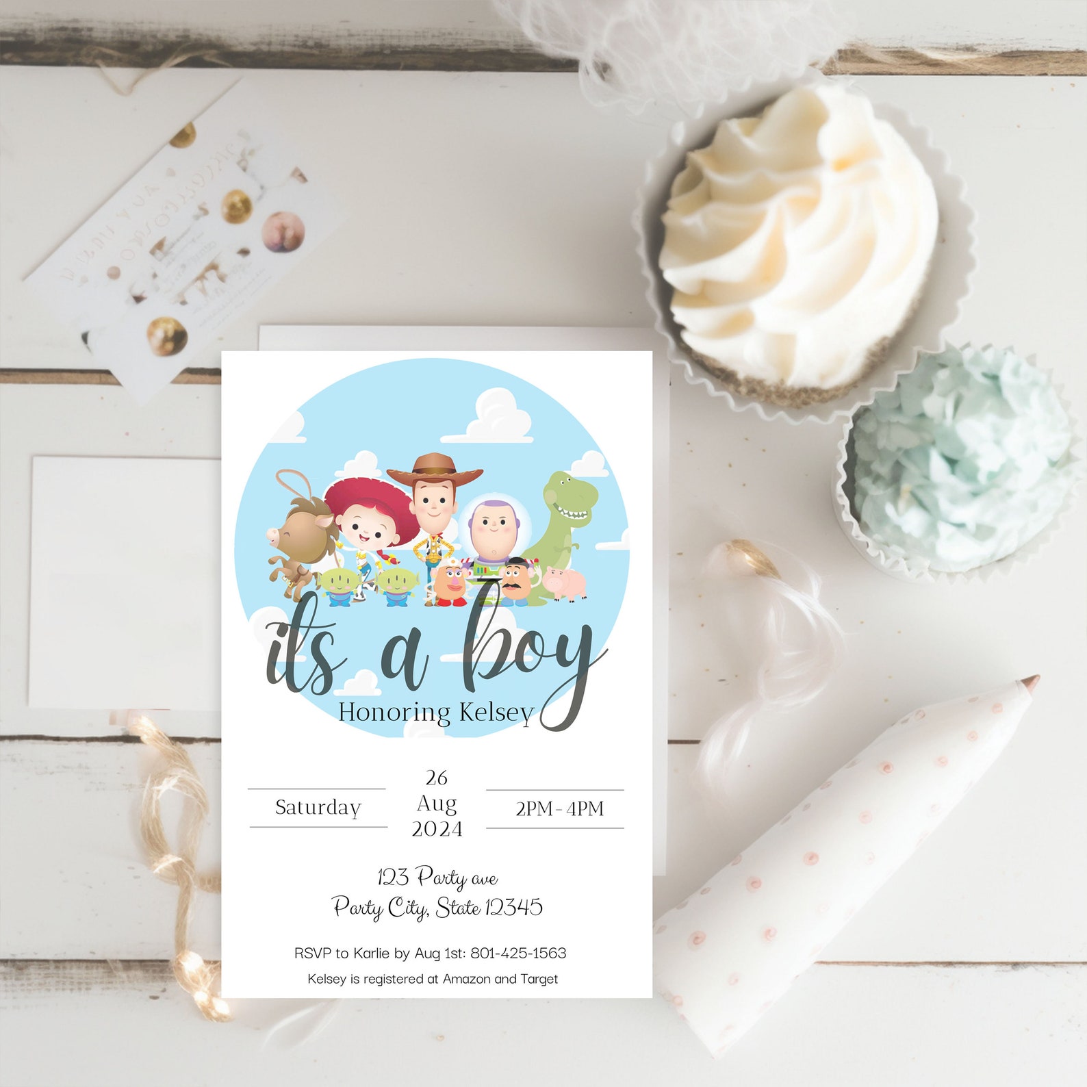 Editable Toy Story Baby Shower Invitation It's a Boy Invitation Toy