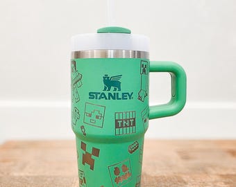 Vaso Stanley personalizado de Minecraft – Vaso con Creeper grabado con láser
