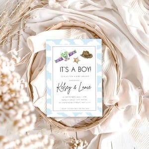Editable Toy Story Baby Shower Invitation | It&#39;s a Boy Toy Story invitation | Toy Story Baby Shower Invite | Woody & Buzz baby shower invite