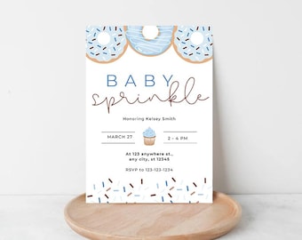 Invitación para fiesta de bienvenida de un niño / Tema de donas (Descarga digital)