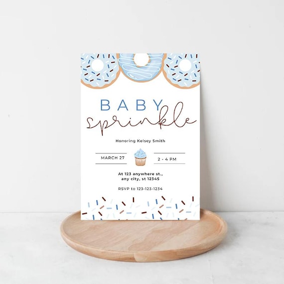 Baby sprinkle invite | It's a boy baby shower invite | baby sprinkle invitation | Boy baby shower invite | Cupcake doughnut shower invite