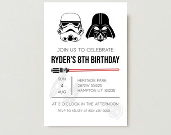 Starwars Birthday Party Invitation, digital download, editable birthday invite, customizable template, instant download.