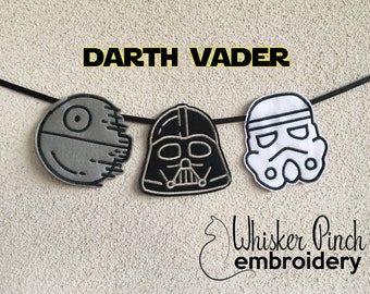 ITH Star Wars Darth Vader Personaje Bunting / Guirnalda - Diseño de bordado a máquina
