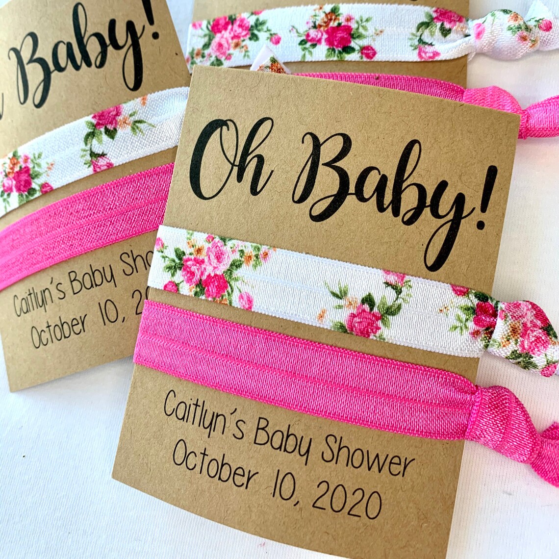 FREE PERSONALIZATION Baby Shower Hair Tie Favors Floral Baby Etsy