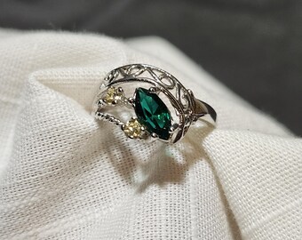 Vintage 18KHGE Art Deco Statement Ring- Sz 5- 1970s