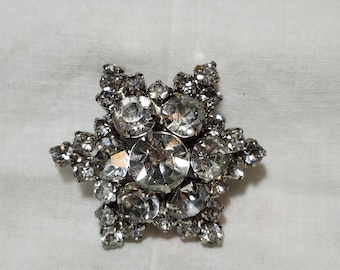Broche vintage de diamantes de imitación con forma de estrella y copo de nieve – Brillo de mediados de siglo