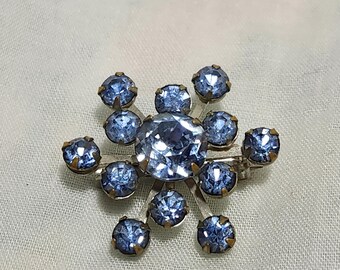 Broche vintage de estrella con diamantes de imitación azules