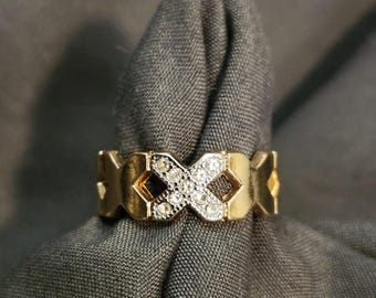 18K HGE Gold 'Kisses' Ring Wide Band Women’s Size 6.5