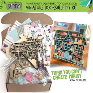 Miniature Bookshelf DIY Kits; Craft DIY Kit; Dollhouse Miniatures