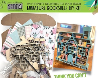 Miniature Bookshelf DIY Kits; Craft DIY Kit; Dollhouse Miniatures