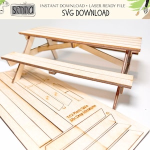 Digital Download Miniature Table and Chair - 1:12 Scale SVG File for Dollhouse Miniatures