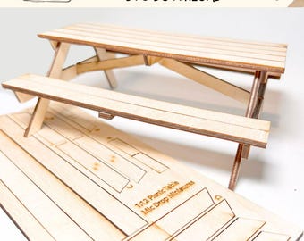 Digital Download Miniature Table and Chair - 1:12 Scale SVG File for Dollhouse Miniatures