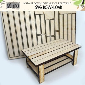 Digital Download Miniature Coffee Table- 1:12 Scale SVG File for Dollhouse Miniatures