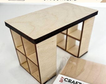 Digital Download Miniature Crafting Table- 1:12 Scale SVG File for Dollhouse Miniatures