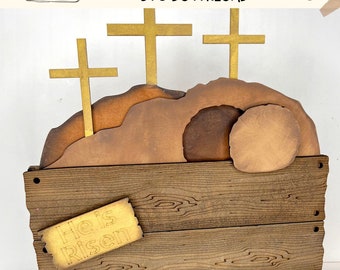 He Is Risen Wooden Crate Easter SVG Laser File