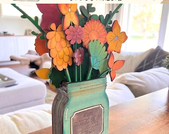 Wildflower Mason Jar SVG: Laser Cut Summer Decor File