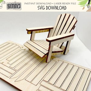 Digital Download Miniature Adirondack Chair - 1:12 Scale SVG File for Dollhouse Miniatures