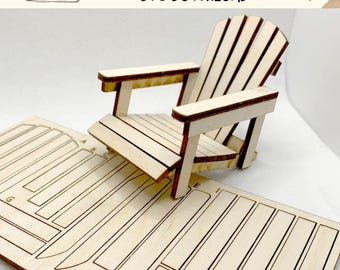 Digital Download Miniature Adirondack Chair - 1:12 Scale SVG File for Dollhouse Miniatures