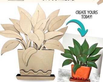 Laser Cut Houseplant SVG: Potted Plant Home Decor, Glowforge Ready File