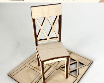 Digital Download Miniature Chair; Table-height- 1:12 Scale SVG File for Dollhouse Miniatures
