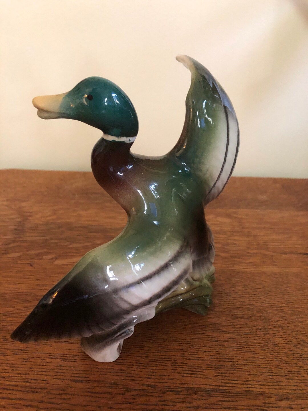 Vintage Ceramic Mallard Duck Figurine Ready for Flight. Tiny Etsy