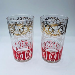 Set of 2 Retro Vintage Drinking Glasses