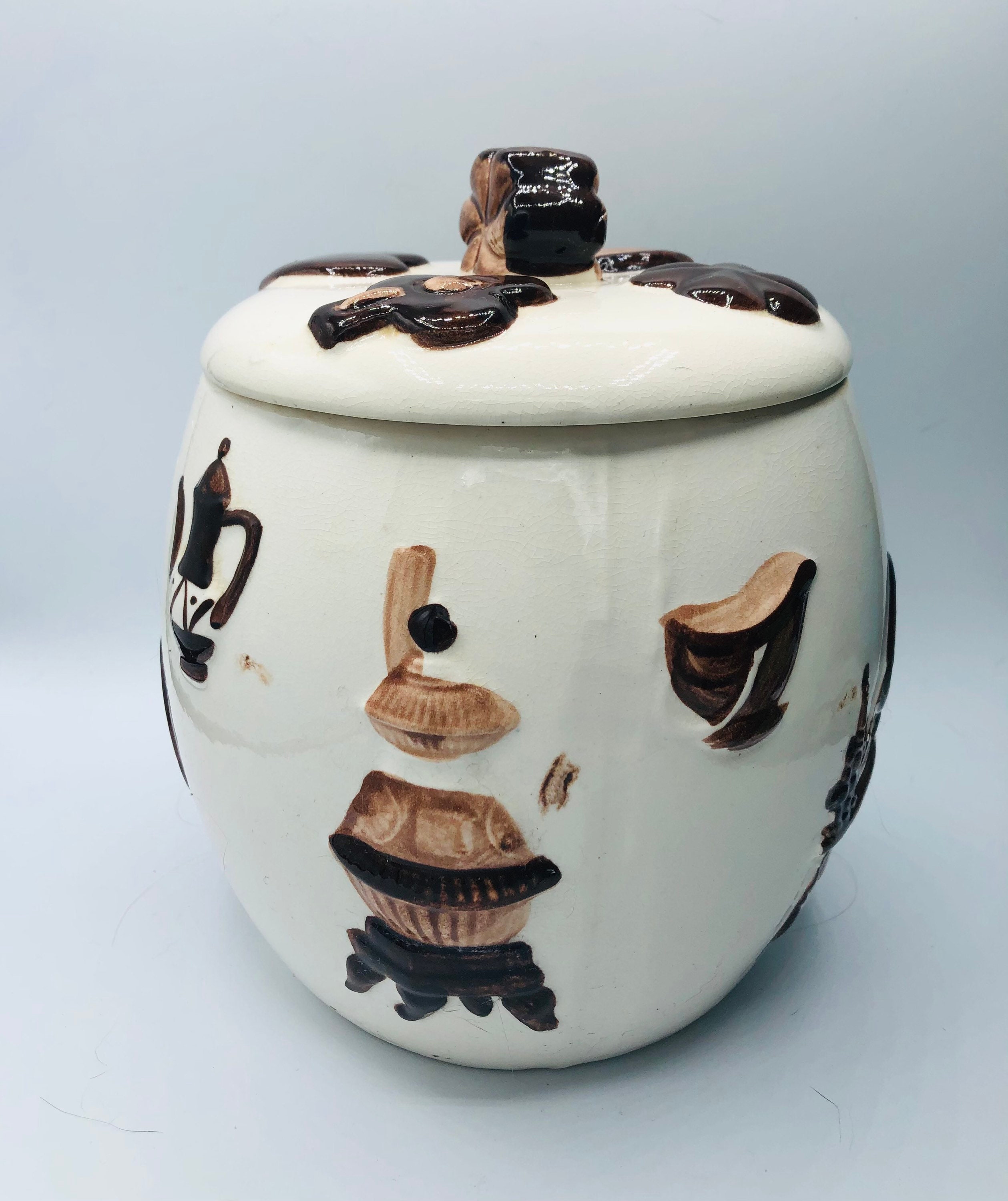 Vintage Ceramic cookie Time Cookie Jar by Giftcraft, Japan. MCM. Mid