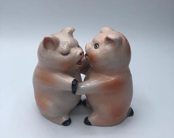 Vintage Ceramic Pink Pig Salt and Pepper Shakers
