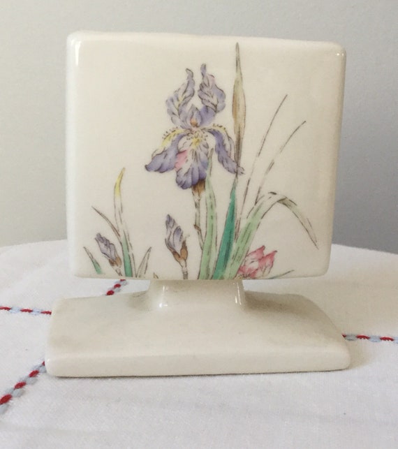 vintage ceramic cigarette holder Italian with attached ashtray 17-17 Italy Bottom marked with Roseville and shape number Vintage French Hand Painted Porcelain