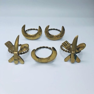 Five Vintage Brass Napkin Rings Made in India