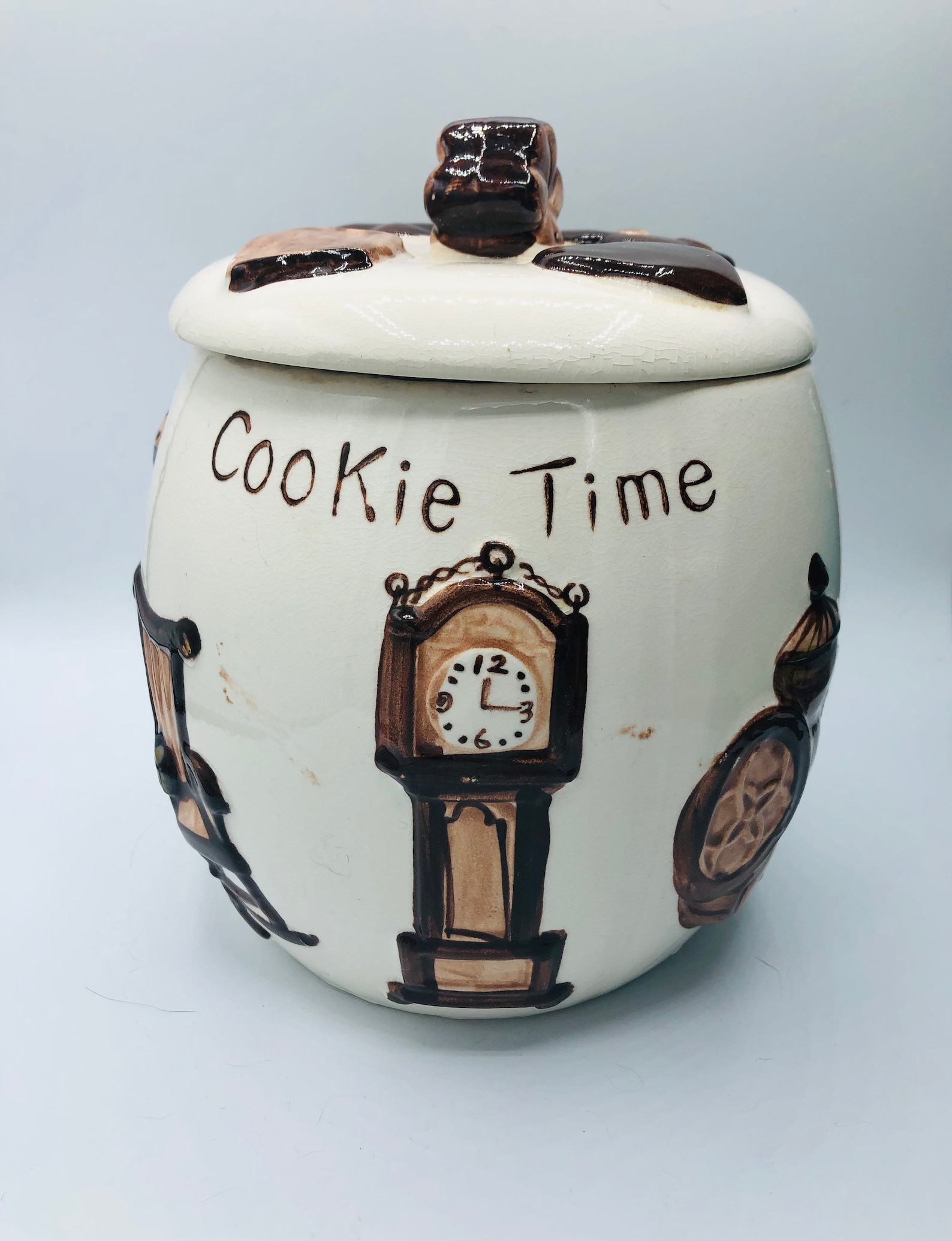 Vintage Ceramic cookie Time Cookie Jar by Giftcraft, Japan. MCM. Mid