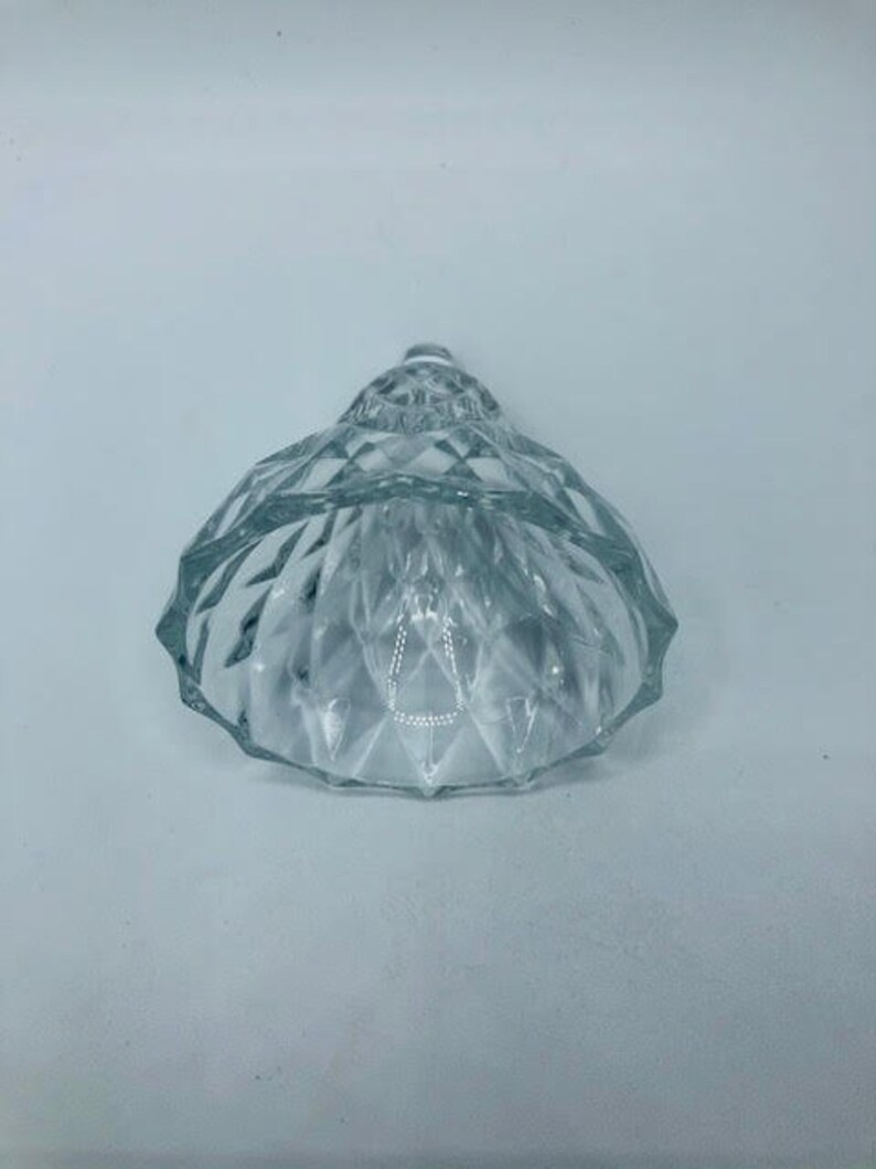 Pretty Vintage Crystal Diamond Pattern Pear Shaped Lidded Trinket Dish