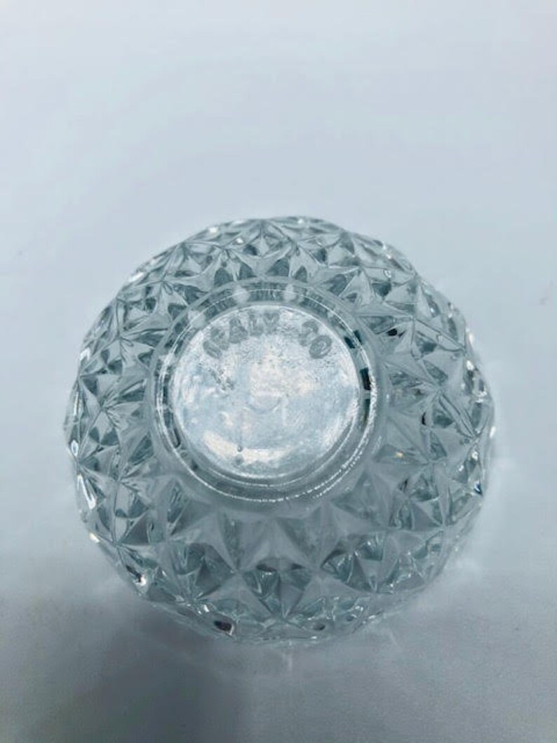 Pretty Vintage Crystal Diamond Pattern Pear Shaped Lidded Trinket Dish
